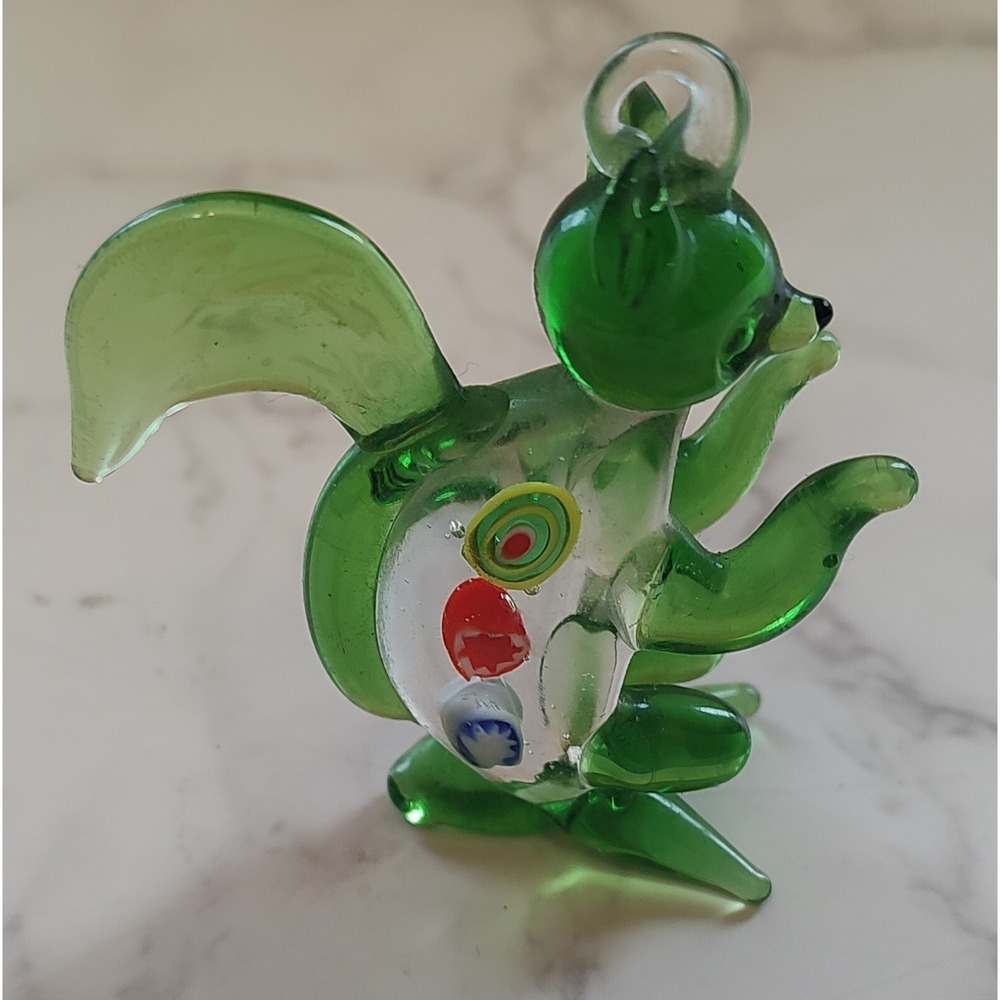 Blown Glass Hanging Squirrel Figurine Ornament decor art Sun Catcher A3